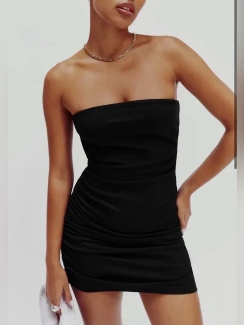 Reformation Prunella Knit Strapless Bandeau Black Party Cocktail Mini Dress XS